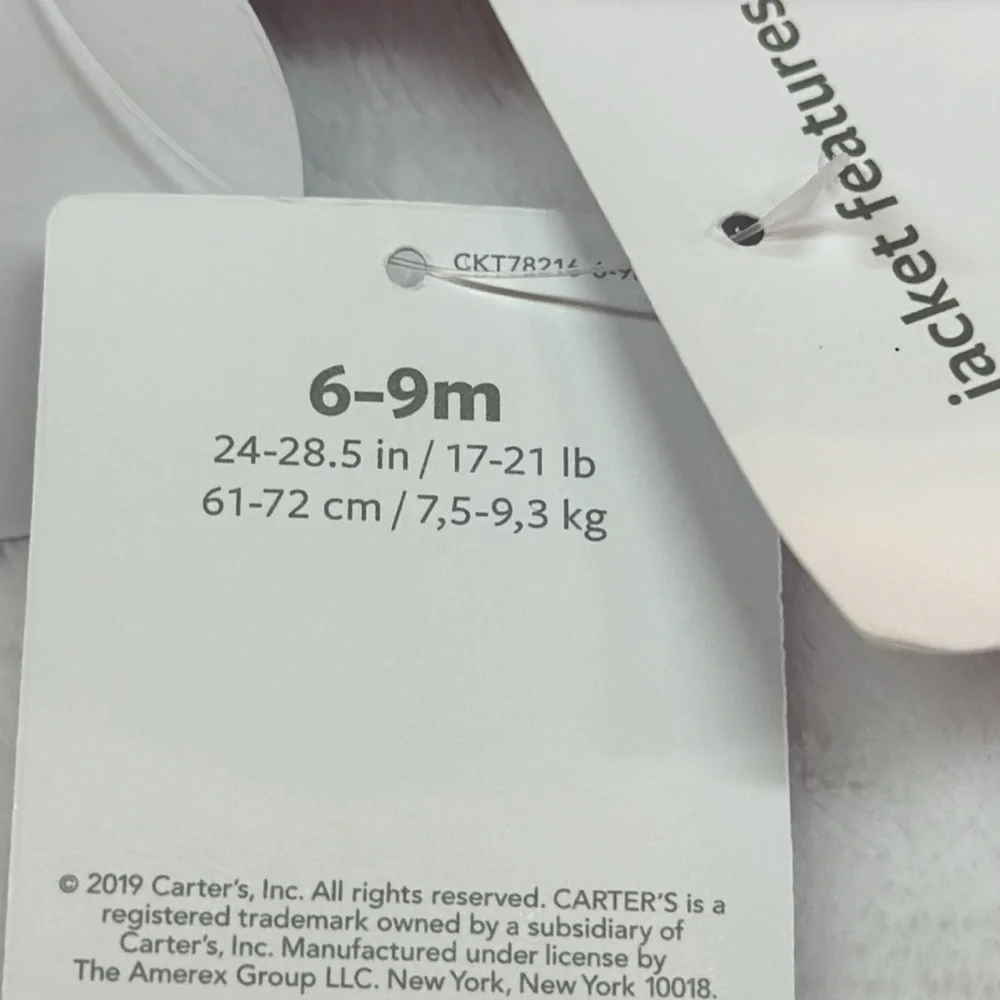 Carter’s Pink Hooded Snowsuit Full Front Zipper 6-9 Months NWT